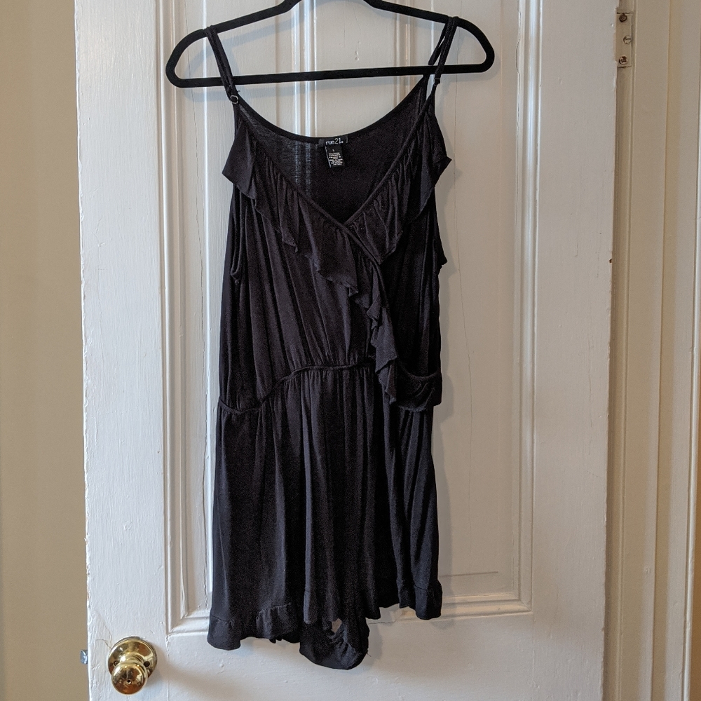 Black ruffle romper
